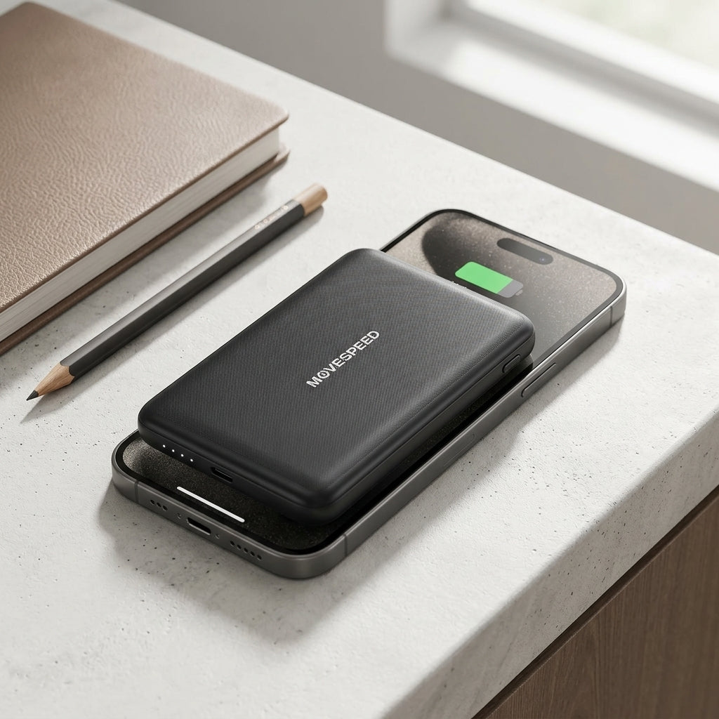 Magnetic 10000mAh Power Bank charging a smartphone