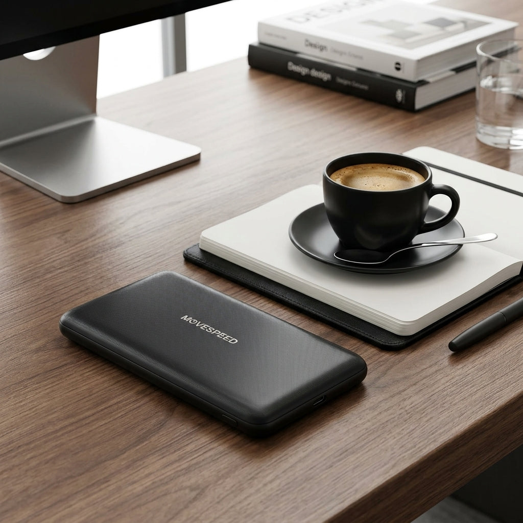 Magnetic 10000mAh Power Bank on office desk