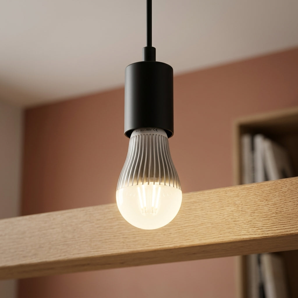 Value B22 6W LED Bulb illuminated in pendant light fixture