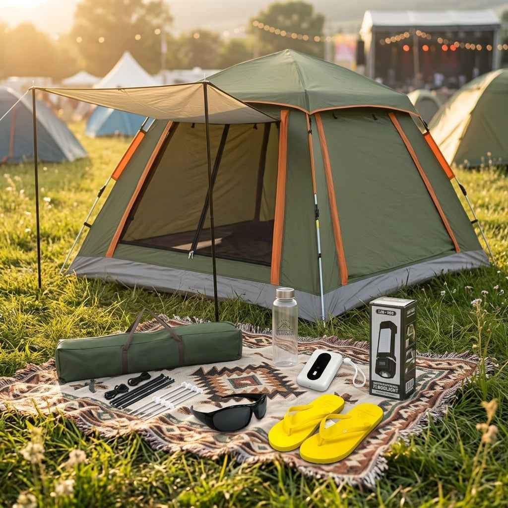 Complete Festival Pack - All-in-One Camping Essentials Bundle (9-Piece Set)