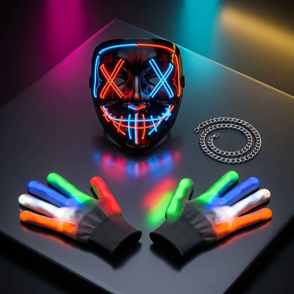 LED Halloween Mask &amp; Glow Gloves, Light Up your Halloween Night