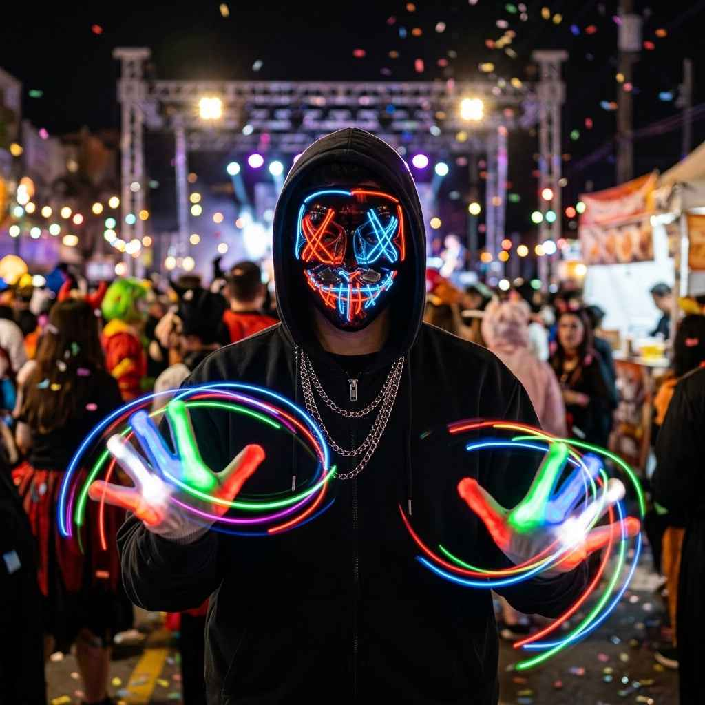 LED Halloween Mask &amp; Glow Gloves, Light Up your Halloween Night