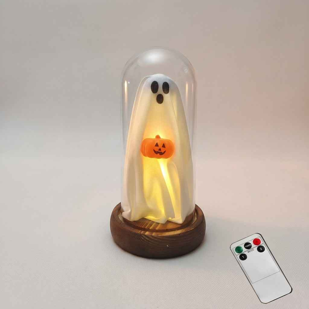 Halloween Decorations Indoor-Light Up Ghost in Glass Cloche-Cute Ghost with Light