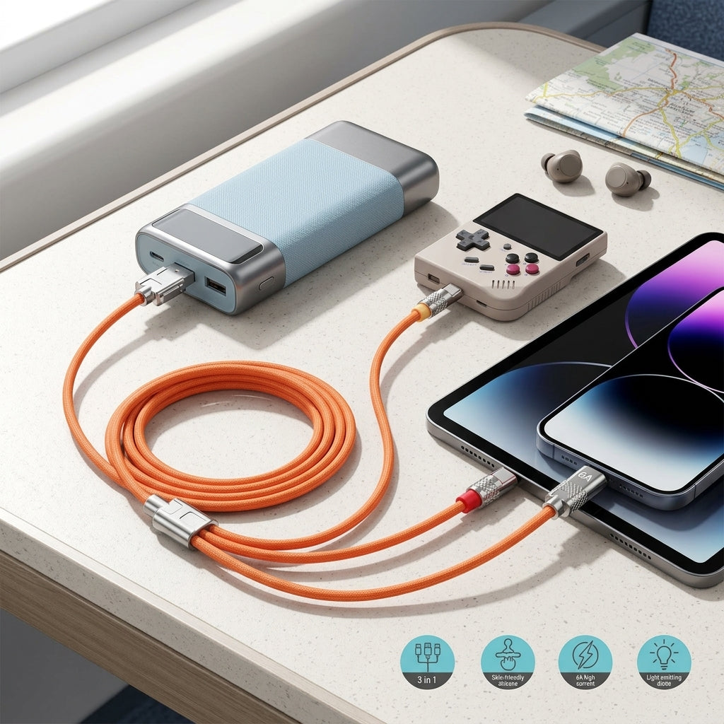 3-in-1 Fast Charging Cable multi-device charging setup