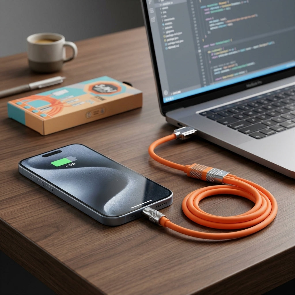 3-in-1 Fast Charging Cable on workspace desk