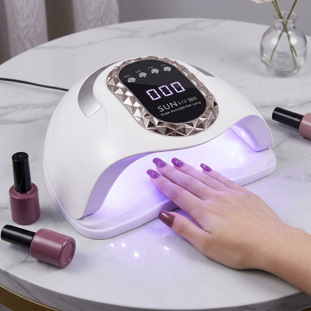 SUN L12 MAX UV LED Nail Lamp - Hand Gel Curing in Use