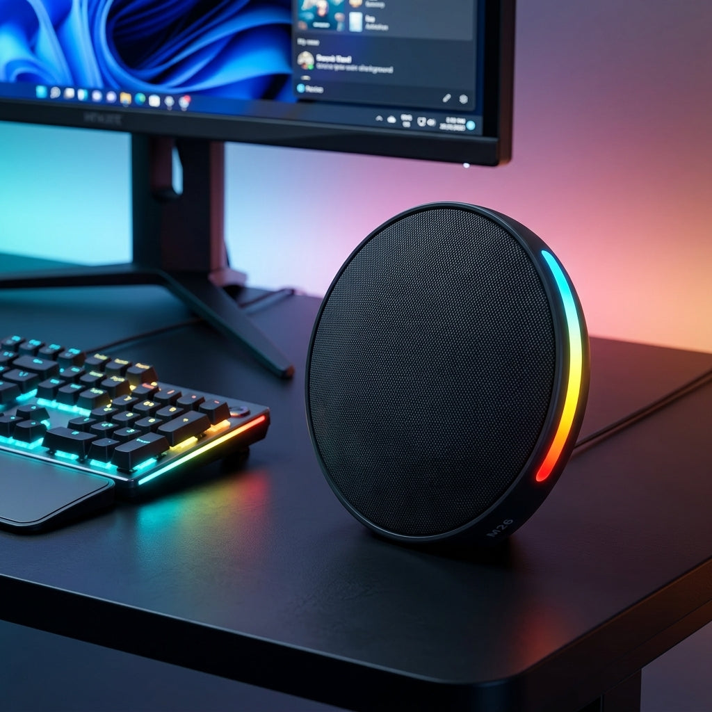 Circle Speaker With RGB - Gaming Desk Setup