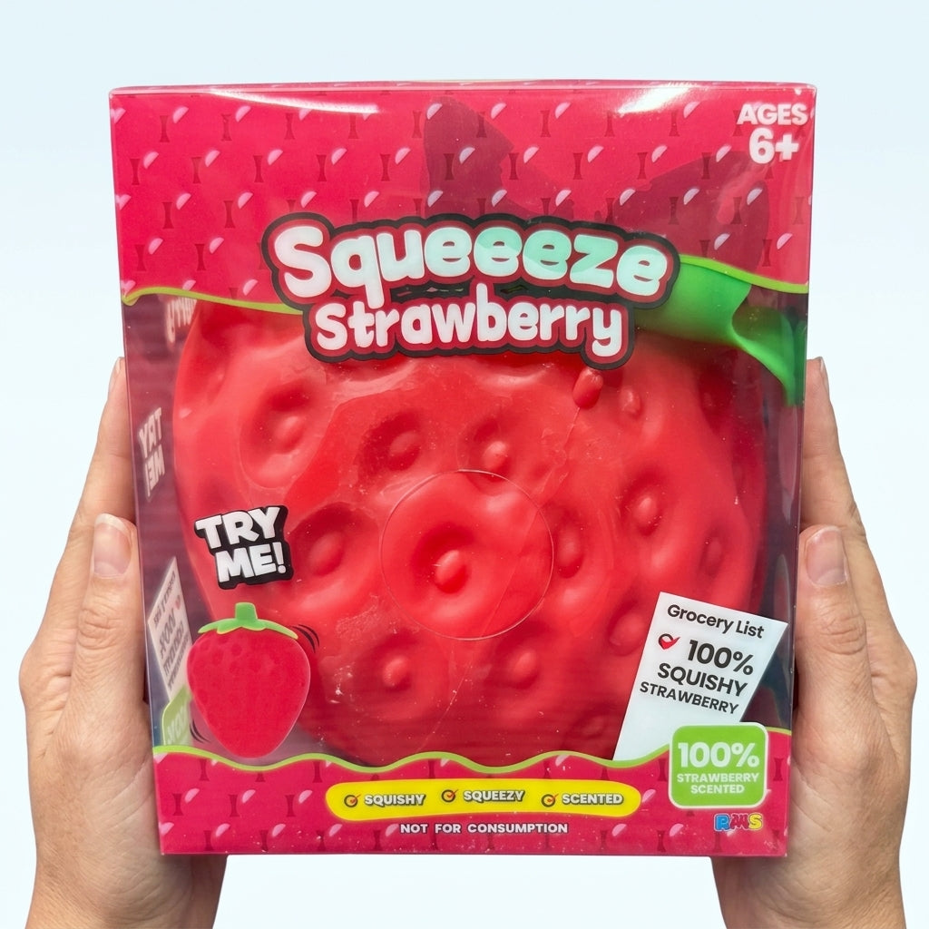 Jumbo Strawberry Squishy size demonstration held in hands