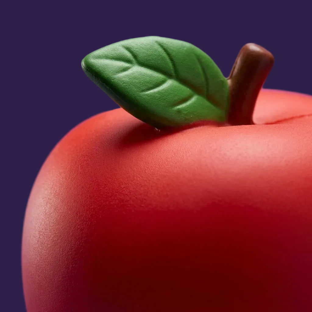 Jumbo Apple Squishy surface texture and leaf detail