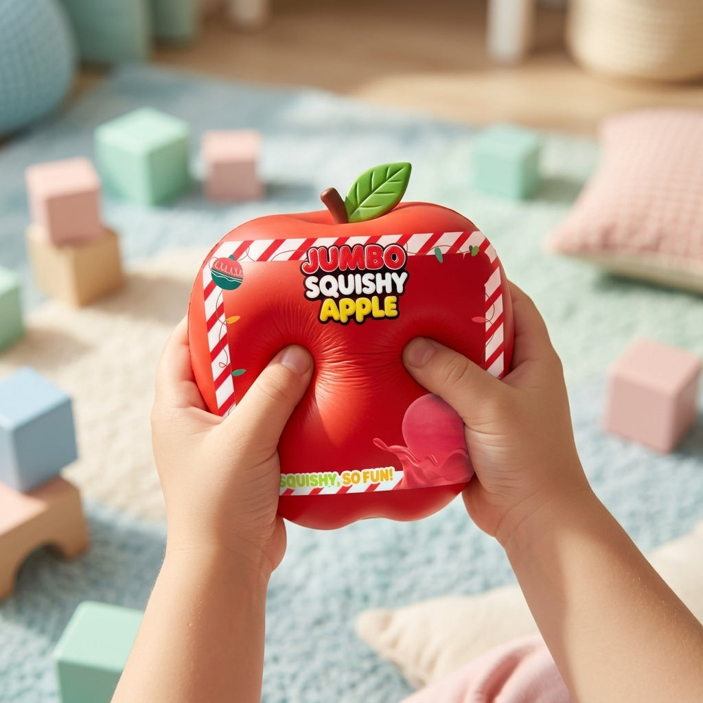 Jumbo Apple Squishy sensory play in hands