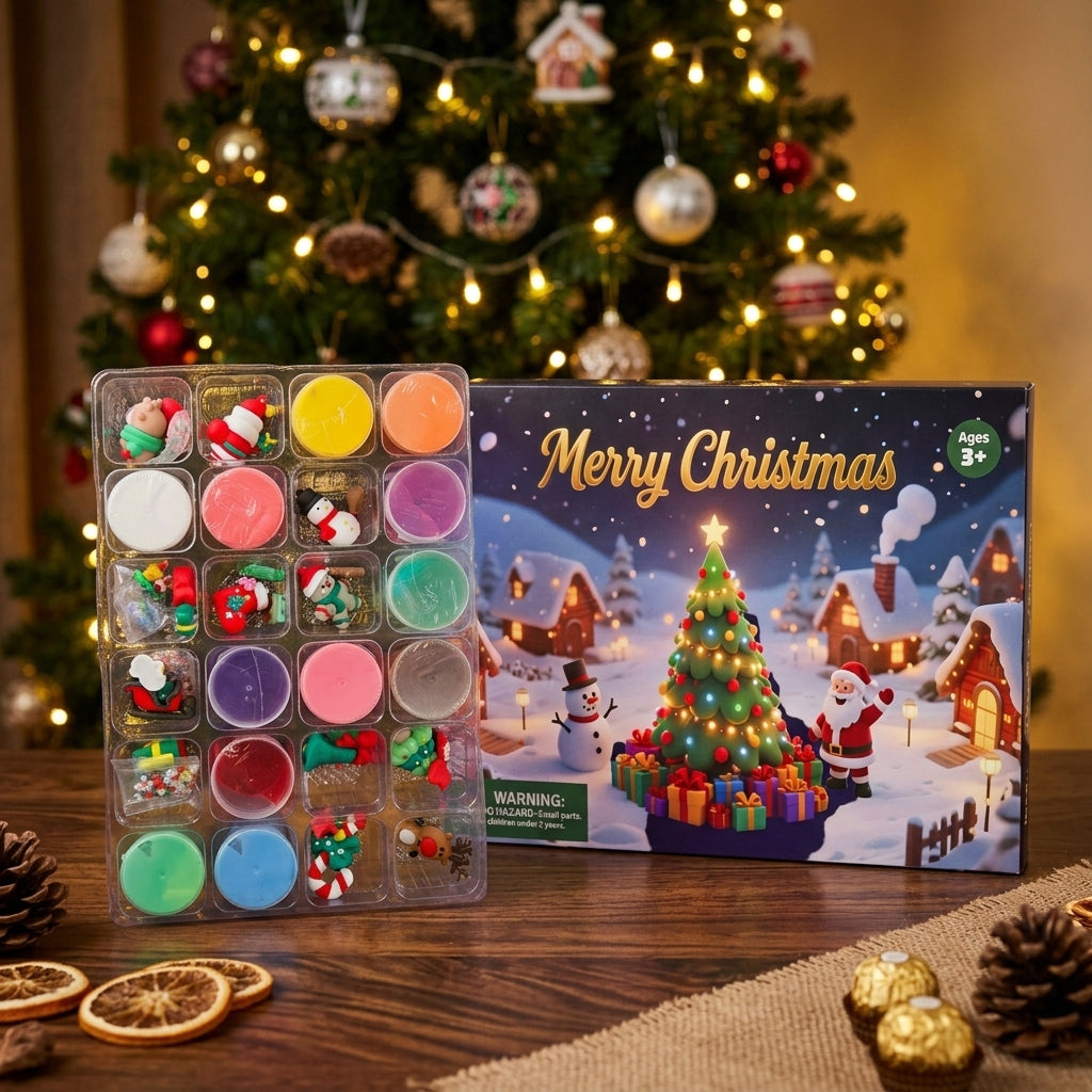 Slime Advent Calendar holiday lifestyle scene by Christmas tree