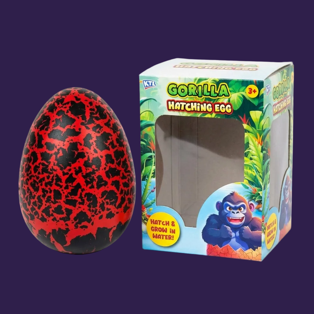 Gorilla Hatching Egg novelty toy in packaging on white background