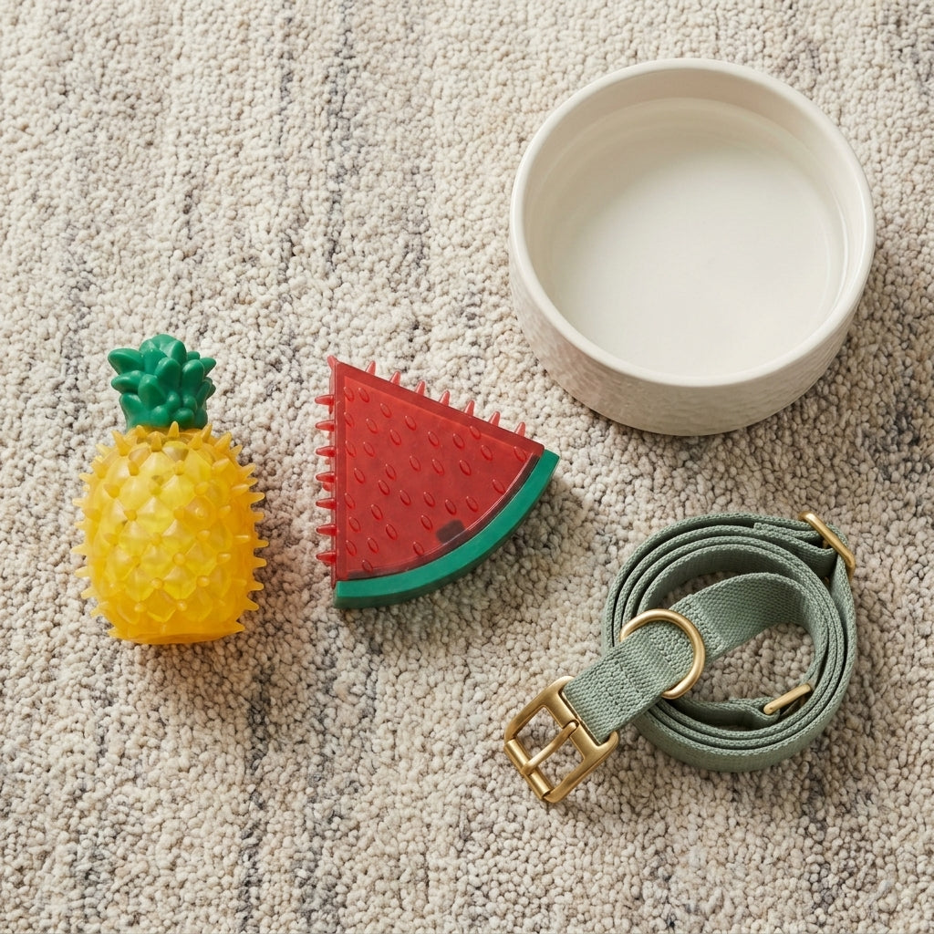 Watermelon and Pineapple Pet Chew Toys set display