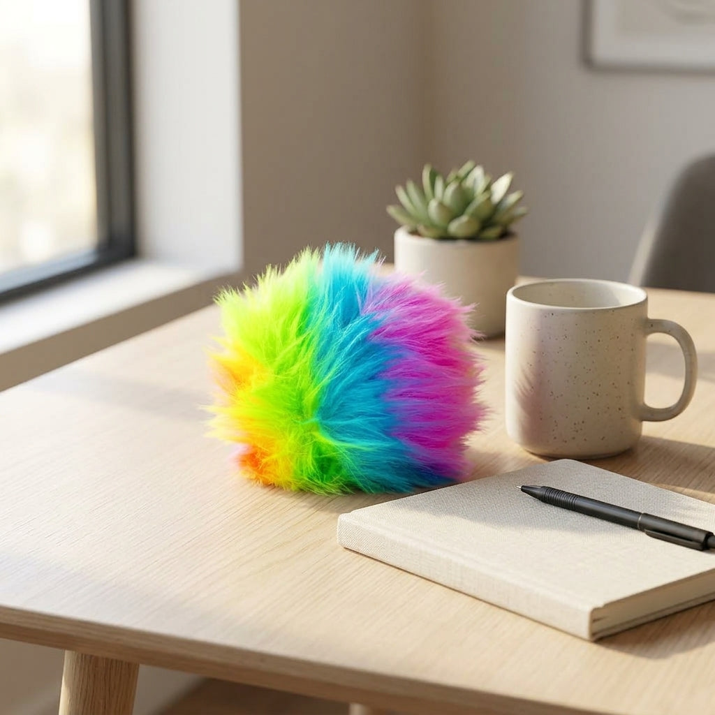 Scrunchems Furry Ball - Desk Setup
