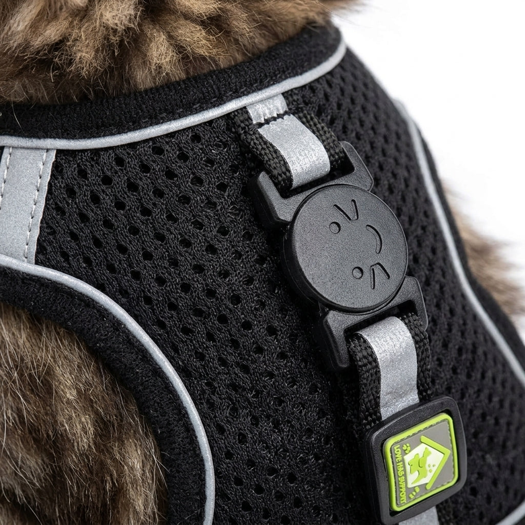 Pet Harness and Lead Set - Breathable Mesh Fabric & Reflective Trim Detail
