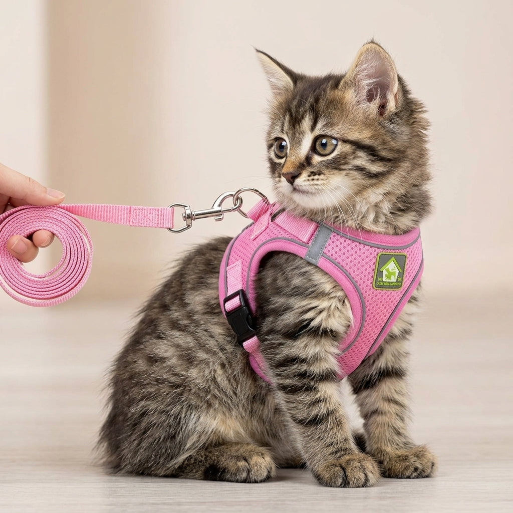 Pet Harness and Lead Set - Ergonomic Fit and D-Ring Attachment