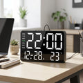 Digital Alarm Clock on a daytime office desk