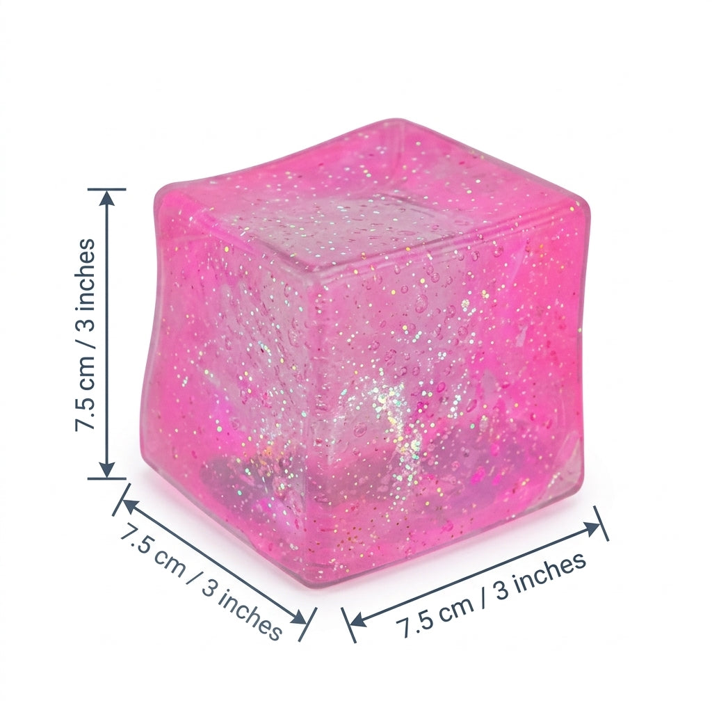 Single giant ice cube squishy 7.5cm size callout studio shot