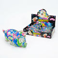 KTL Triceratops graffiti squishy sensory toy with display packaging on white background