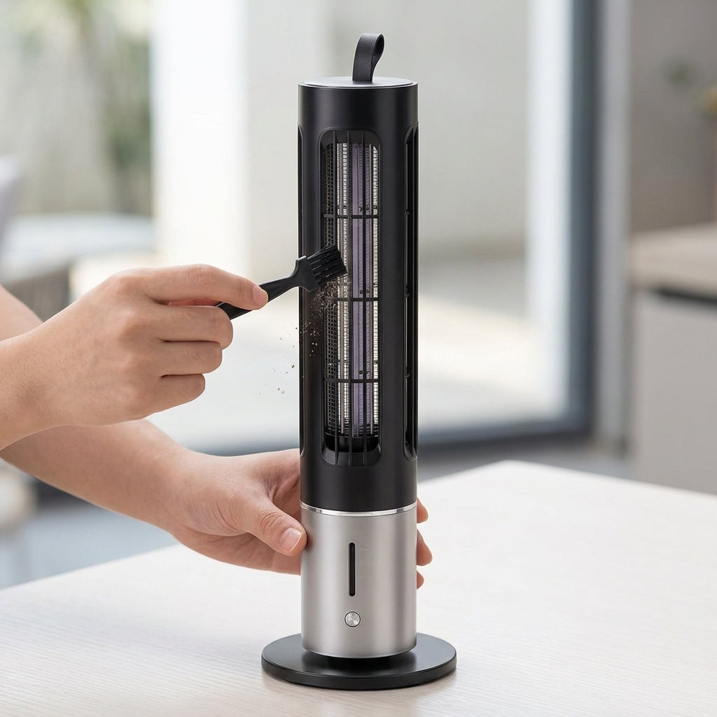 Close-up cleaning and maintenance of electric mosquito zapper grid