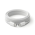 Studio shot of white 240W USB-C to USB-C charging cable coiled on pure white background