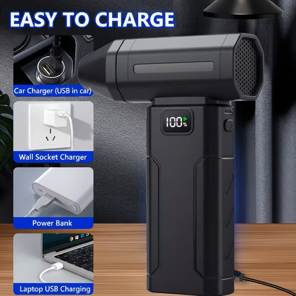 X8 Violent Fan Blower multi-source USB charging setup